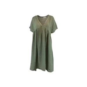 Hør kjole fra Skovbjerg Collection - Army grøn.