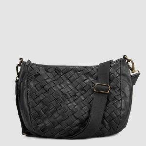 Flettet lædertaske - dansk design - sort